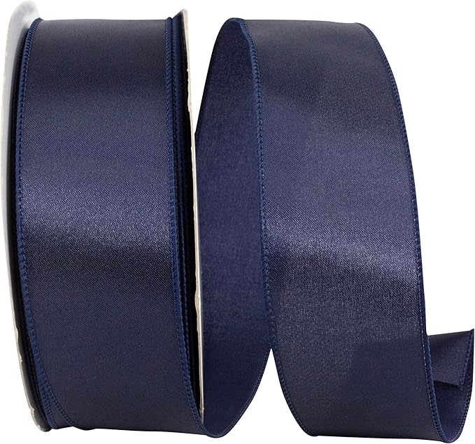 Reliant Ribbon 92575W-055-40K Satin Value Wired Edge Ribbon, 2-1/2 Inch X 50 Yards, Navy