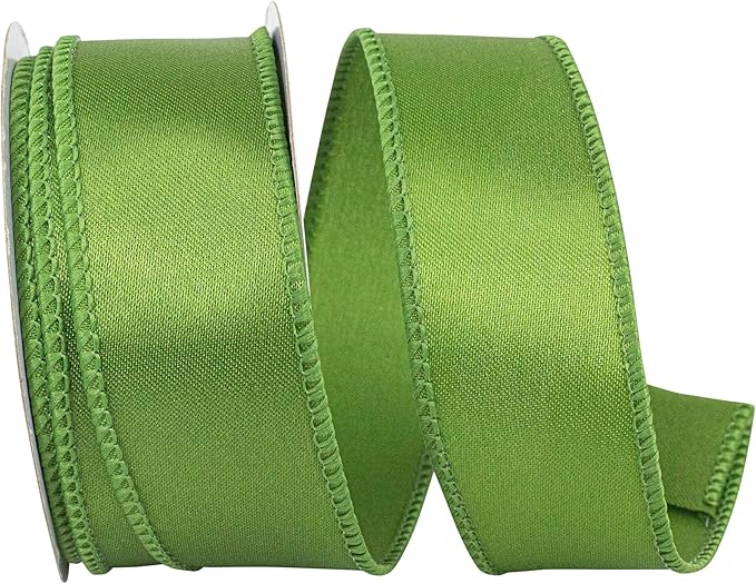 Reliant Ribbon 92575W-043-09F Satin Value Wired Edge Ribbon, 1-1/2 Inch X 10 Yards, Moss