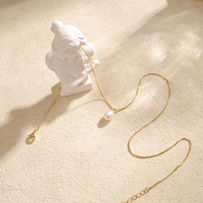 Pearl Necklaces for Women Trendy,14k Gold Plated Pearl Pendant Necklace Dainty Wedding Necklace Small Cute Gold Choker Necklace for Women Non Tarnish Gold Prom Jewelry Fashion Bridesmaids Gifts