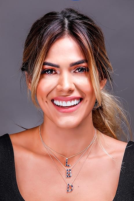 Albert Hern Blue Sapphire Initial Necklace With Diamonds & 18K Gold Chain | Irresistible Letter Pendants Jewelry | Perfect Valentine’s Day, Anniversary & Birthday Gift