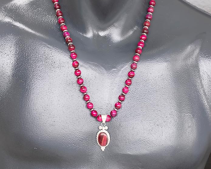 Natural Carnelian Agate Silver Pendant, Genuine Black Onyx Beaded Necklace, Gemstone Strong Necklace, 18x13 Cabachon, Fashion Dainty Jewelry, Healing Crystal Chakra Necklace, Minimalist Necklace