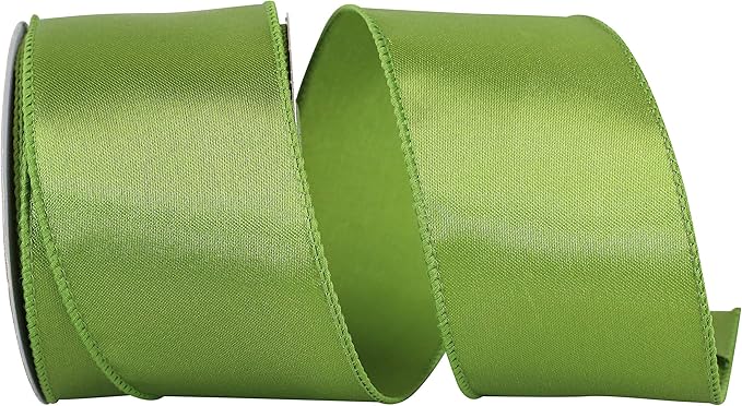 Reliant Ribbon 92575W-043-40F Satin Value Wired Edge Ribbon, 2-1/2 Inch X 10 Yards, Moss