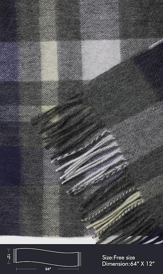 EURKEA 100% Cashmere 2025 Winter Scarf for Women Fringed Edges Warm & Soft Lightweight Solid/Plaid/Two-Tone Free Size