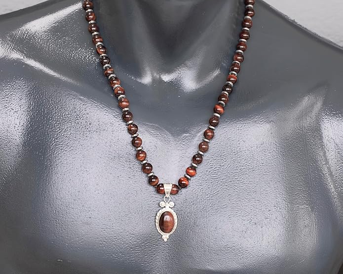 Natural Carnelian Agate Silver Pendant, Genuine Black Onyx Beaded Necklace, Gemstone Strong Necklace, 18x13 Cabachon, Fashion Dainty Jewelry, Healing Crystal Chakra Necklace, Minimalist Necklace
