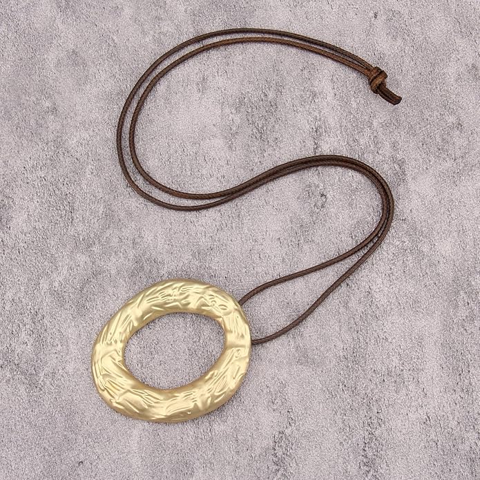 Boho Necklaces for Women Chunky Circle Necklace Layered Boho Circle Leather Choker Necklace Long Vintage Necklaces Bohemian Jewlery Gifts