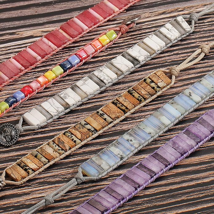 sedmart 7 Chakra Bracelets for Women with Real Stones Leather Wrap Healing Bead Bracelet Women Men Boho Friendship Jewelry