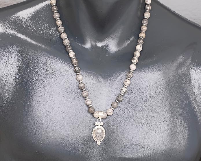 Natural Carnelian Agate Silver Pendant, Genuine Black Onyx Beaded Necklace, Gemstone Strong Necklace, 18x13 Cabachon, Fashion Dainty Jewelry, Healing Crystal Chakra Necklace, Minimalist Necklace