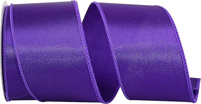 Reliant Ribbon 92575W-064-40F Satin Value Wired Edge Ribbon, 2-1/2 Inch X 10 Yards, Purple