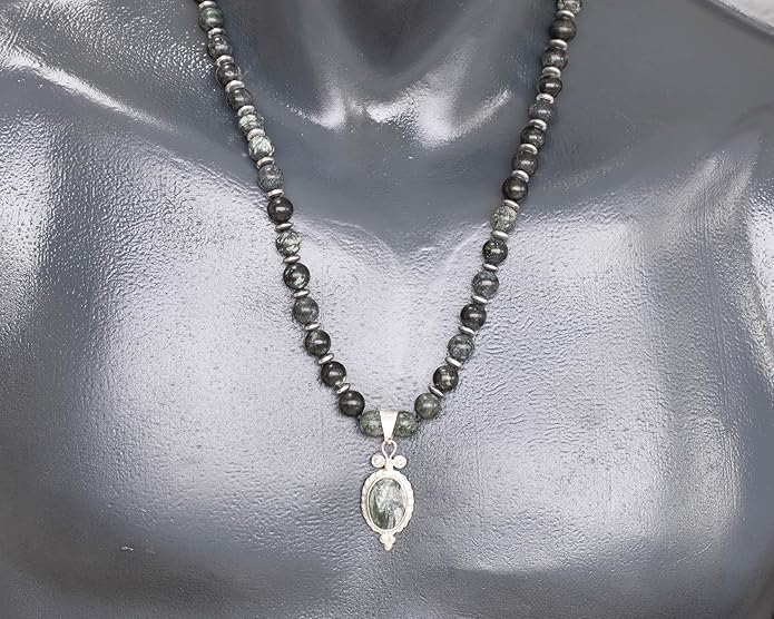 Natural Carnelian Agate Silver Pendant, Genuine Black Onyx Beaded Necklace, Gemstone Strong Necklace, 18x13 Cabachon, Fashion Dainty Jewelry, Healing Crystal Chakra Necklace, Minimalist Necklace