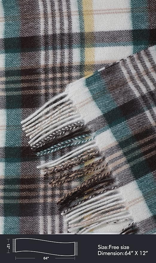 EURKEA 100% Cashmere 2025 Winter Scarf for Women Fringed Edges Warm & Soft Lightweight Solid/Plaid/Two-Tone Free Size