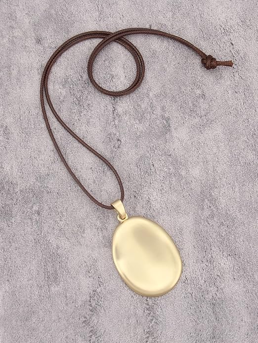 Long Boho Necklaces for Women Vintage Leather Wooden Pendant Y Choker Ethnic Style Gold Circle Hippie Sweater Necklace