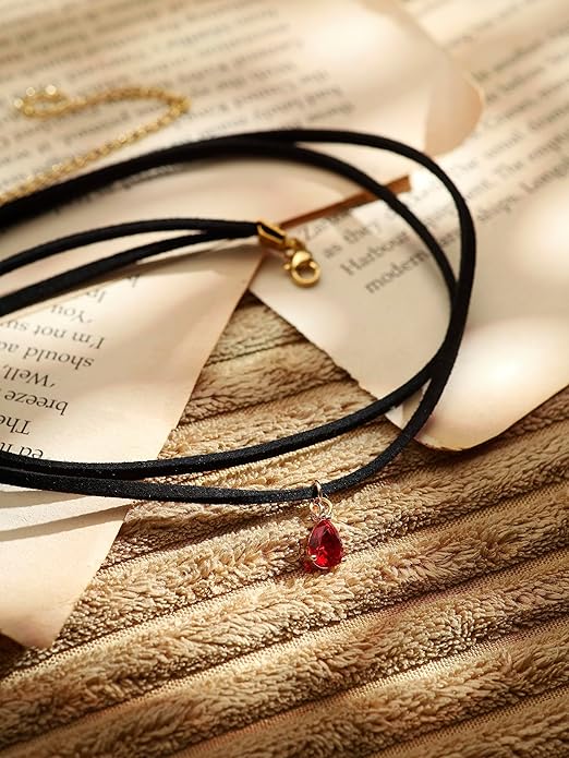 Sacina Layered Black Choker Necklace, Glass Teardrop Chocker, Black Necklace, Gothic Goth Boho Choker, Christmas Jewelry Gift For Women