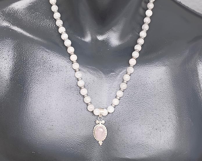 Natural Carnelian Agate Silver Pendant, Genuine Black Onyx Beaded Necklace, Gemstone Strong Necklace, 18x13 Cabachon, Fashion Dainty Jewelry, Healing Crystal Chakra Necklace, Minimalist Necklace