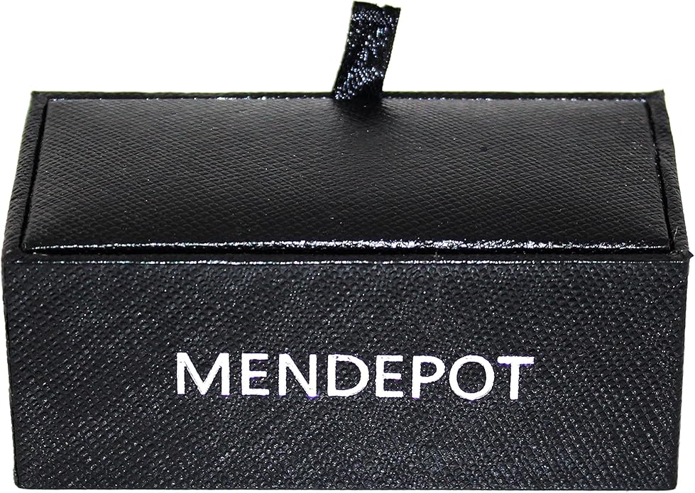 MENDEPOT Mother Of Pearl Cufflinks With Box Men Classic White Stone Cuff Links Wedding Groom Gift