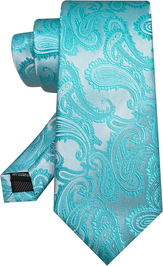 JEMYGINS Mens Paisley Tie and Pocket Square,Lapel Pin,Cufflinks,Tie Clip Sets with Gift Box 5PCS