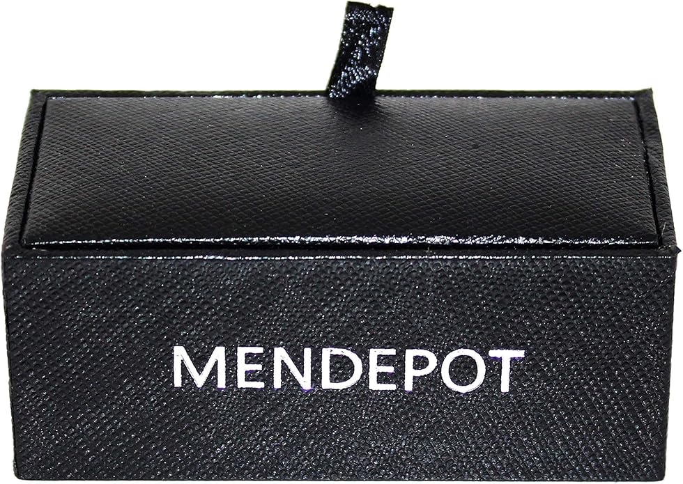 MENDEPOT Mother Of Pearl Cufflinks With Box Men Classic White Stone Cuff Links Wedding Groom Gift