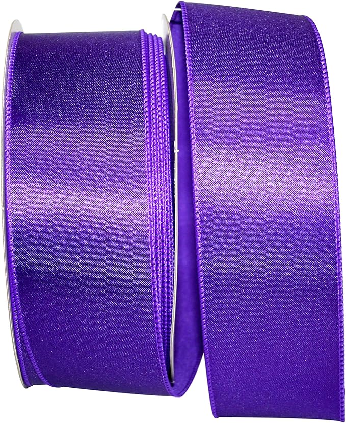 Reliant Ribbon 92575W-064-40K Satin Value Wired Edge Ribbon, 2-1/2 Inch X 50 Yards, Purple