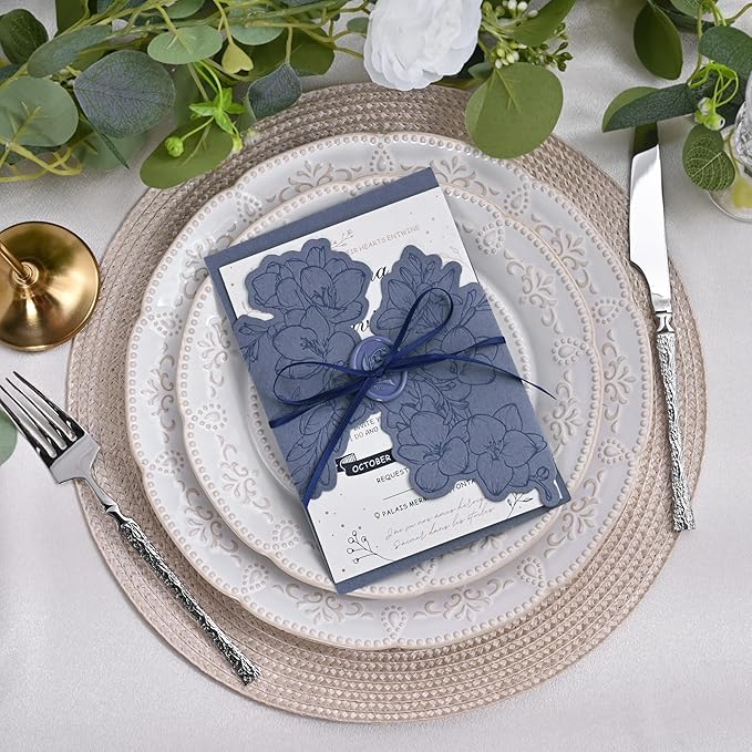 LEEQE Double Face Navy Blue Satin Thin Ribbon 1/8 inch X 50 Yards Polyester Navy Blue Ribbon for Gift Wrapping Very Suitable for Weddings Party Hair Bow Invitation Decorations and More