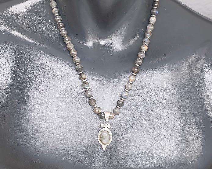 Natural Carnelian Agate Silver Pendant, Genuine Black Onyx Beaded Necklace, Gemstone Strong Necklace, 18x13 Cabachon, Fashion Dainty Jewelry, Healing Crystal Chakra Necklace, Minimalist Necklace
