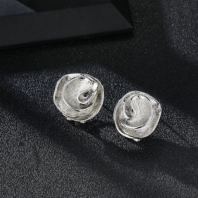 Two Tone Earrings for Women Gold and Silver Crossover Half Hoop Statement Earring Designer Stud Earrings