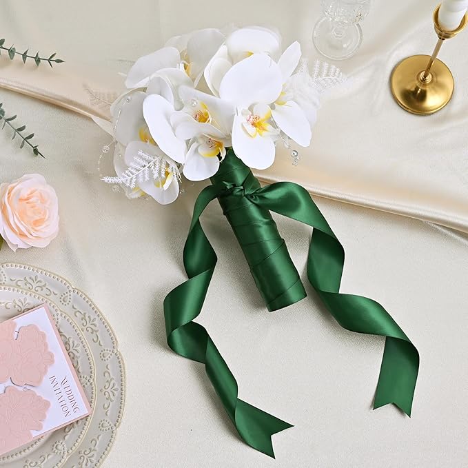LEEQE Double Face Forest Green Satin Ribbon 1-1/2 inch X 25 Yards Polyester Forest Green Ribbon for Gift Wrapping Very Suitable for Weddings Party Hair Bow Invitation Decorations and More