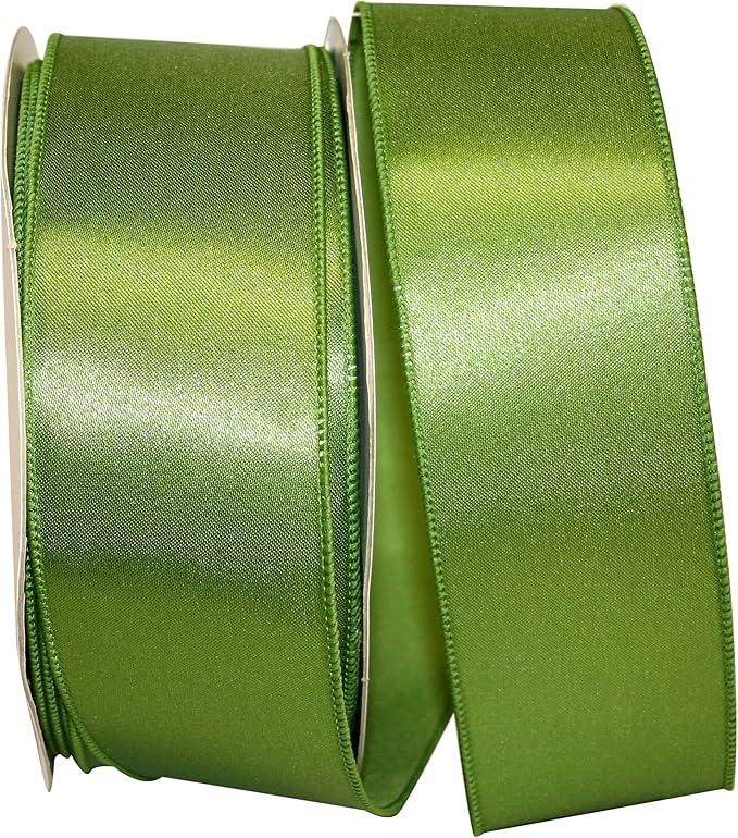 Reliant Ribbon 92575W-043-40K Satin Value Wired Edge Ribbon, 2-1/2 Inch X 50 Yards, Moss