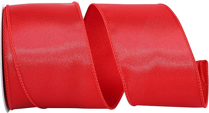 Reliant Ribbon 92575W-065-40F Satin Value Wired Edge Ribbon, 2-1/2 Inch X 10 Yards, Red