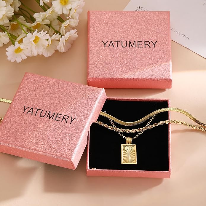 Layered Necklaces for Women 14K Gold Plated Stack Circle Pendant Trendy Long Chain Stackable Handmade Coin Necklace Set Dainty Gold Stacked Jewelry Gifts