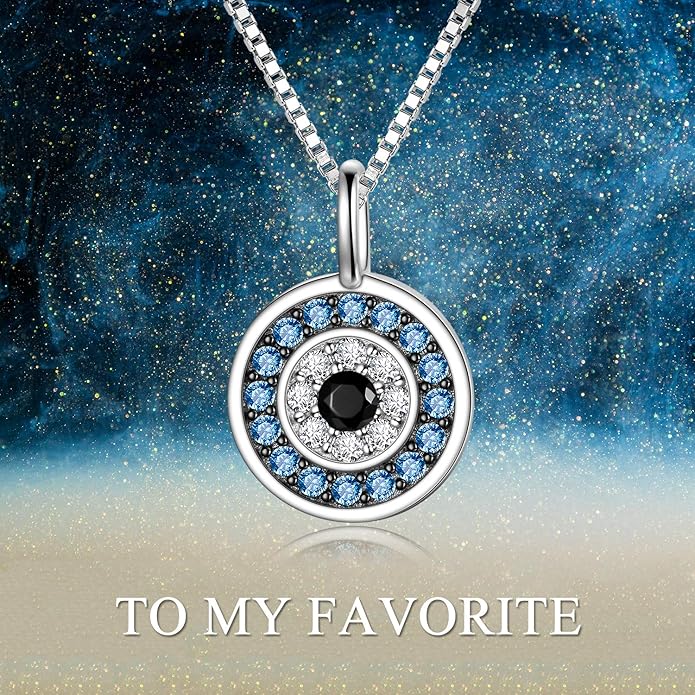 PEIMKO Evil Eye Necklace for Women 925 Sterling Silver Greek Protection Evil Eye Necklaces Jewelry Amulet Gift for Women