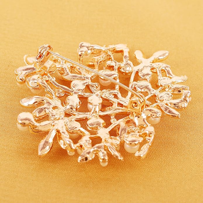 Touchstone Indian Bollywood Handcrafted Designer Jewelry Brooch Lapel Pin in Gold Or Silver Tone for Women.