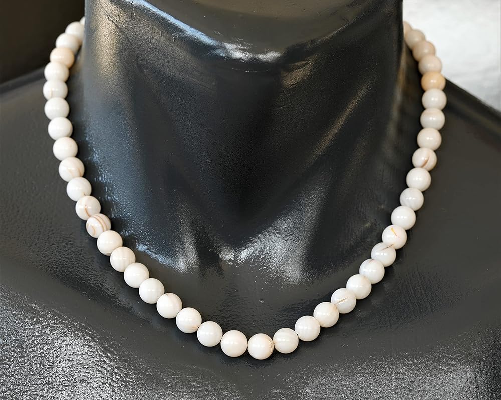 Natural Mother of Pearl Beaded Choker, Genuine White Crystal Necklace, Gemstone Choker, 8mm Beads, Unique Fashion Jewelry, Healing Crystal Chakra Necklace, Durable Stone Necklace, Cancer Necklace