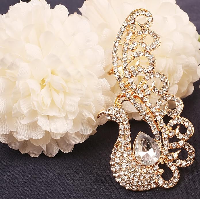 Touchstone Indian Bollywood Handcrafted Designer Jewelry Brooch Lapel Pin in Gold Or Silver Tone for Women.