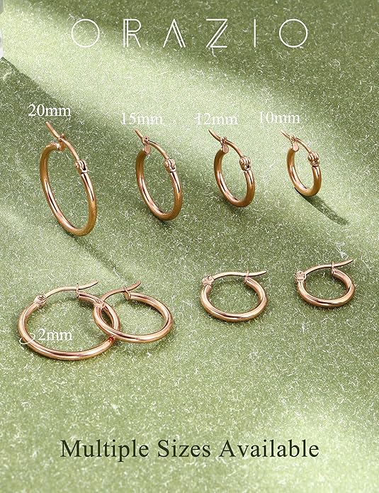 ORAZIO 4 Pairs Stainless Steel Hoop Earrings Set Cute Huggie Earrings for Women,10MM-20MM
