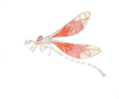 14K Gold High-end Moissanite Insect Dragonfly Brooch, Luxurious Fashionable Brooch for Suit Jacket，Unique Gift for Her