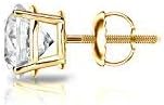 18k Gold Round SINGLE Diamond Stud Earring (0.08ct, Good, I2-I3) 4-Prong Basket set with Screw-back Diamond Wish