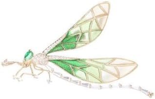 14K Gold High-end Moissanite Insect Dragonfly Brooch, Luxurious Fashionable Brooch for Suit Jacket，Unique Gift for Her