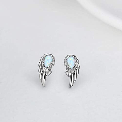 Sterling Silver Opal and Moonstone Angel Earrings Studs by Angel Jewelry