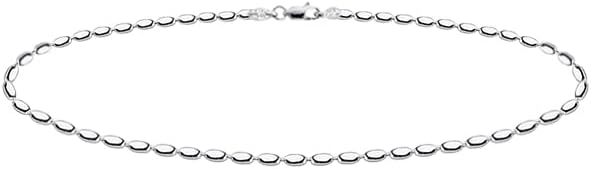 Savlano 925 Sterling Silver Oval Rice Bead Strand Chain Anklet For Women - Made in Italy Comes With a Gift Box