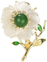 14K Gold Natural Freshwater Pearl Flower Moissanite Brooch, Minimalist Camellia Corsage with Turquoise/Agate, Unique Pin for Suit Accessory, An Elegant Gift