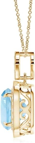 Angara Natural Aquamarine Pendant for Women | Vintage in 14K Solid Gold/Platinum With 18" Chain | March Birthday, Anniversary, Gemstone Jewelry Gift