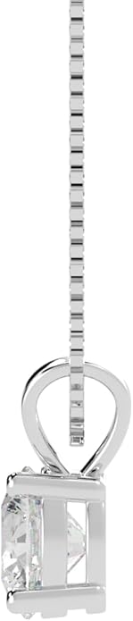 Houston Diamond District 0.5-10 Carat Lab Grown Diamond Solitaire Pendant Necklace, Round Cut Solitaire, 4-Prong Setting, Jewelry for Women (E-F, VS)