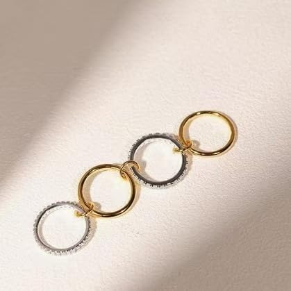 Gznzfjf 14K Gold Plated Stackable Interlocking Ring Set | Anti-Allergy Mixed Metal Multi-Ring Declaration Jewelry Women's Festival Gift, Mother's Day/Birthday/Engagement Jewelry