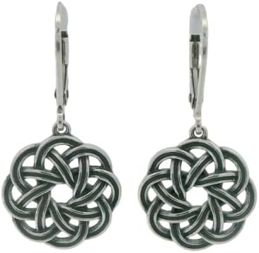 Amazon Essentials .925 Sterling Silver Dangle Earrings for Women, Trendy Drop Women Earrings Hypoallergenic Nickel-Free Jewelry - Lightweight Leverback Celtic Knot Design Jewelry