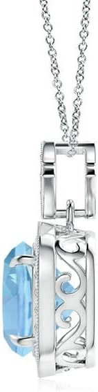 Angara Natural Aquamarine Pendant for Women | Vintage in 14K Solid Gold/Platinum With 18" Chain | March Birthday, Anniversary, Gemstone Jewelry Gift