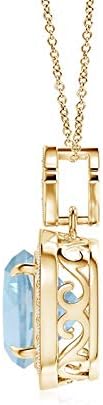 Angara Natural Aquamarine Pendant for Women | Vintage in 14K Solid Gold/Platinum With 18" Chain | March Birthday, Anniversary, Gemstone Jewelry Gift