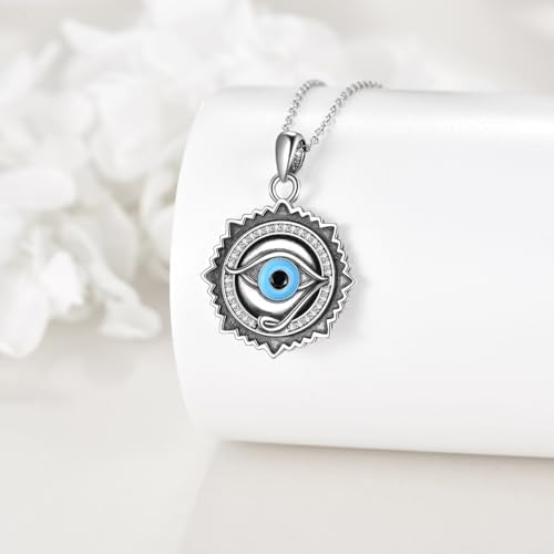 Evil Eye Necklace 925 Sterling Silver Evil Eye Pendant Necklace Greek Protection Jewelry Gifts Lucky Necklace for Women Men