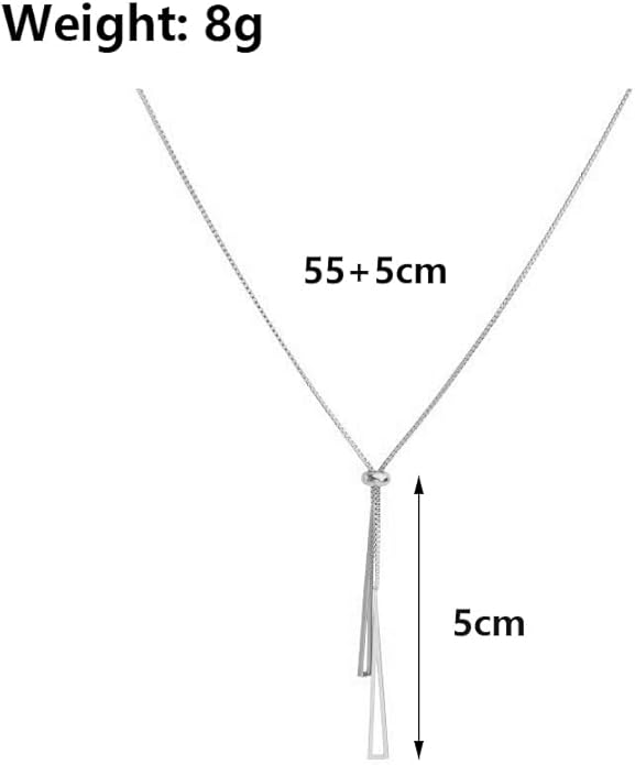 14K Gold Statement Y Necklace for Women,Dainty Double Triangle Pendant Necklace Long Link Chain Lariat Collar Necklace Minimalist Jewelry Gifts