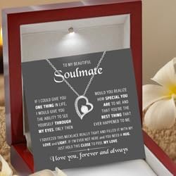 To My Soulmate Necklace For Women, Soul Mate Jewelry for Women, Future Wife Gifts, To My Wife Necklace from Husband, Gifts for Girlfriend, Pendant With Message Card