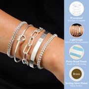 AOZEL Gold Plated Bracelets for Women Stack,Bangle Cuff Bracelet Set Non Tarnish Jewelry for Women Trendy