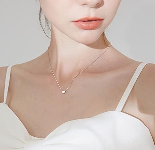 SLUYNZ Genuine 925 Sterling Silver Tiny Love Heart Pendant Necklace for Women Simple Sweet Heart Choker Necklace